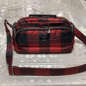 Lug Trolley Crossbody Bag Buffalo Plaid Black Red